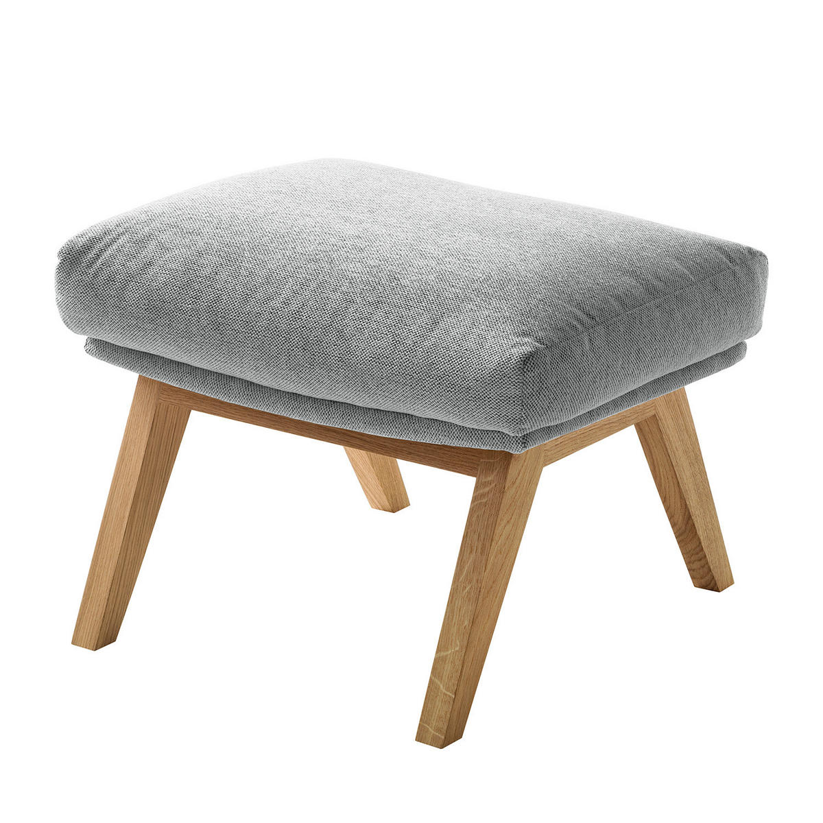 HOCKER mit Holzfüßen - Eichefarben/Hellgrau, Eichenholz/Textil (54/41/41cm) - home24