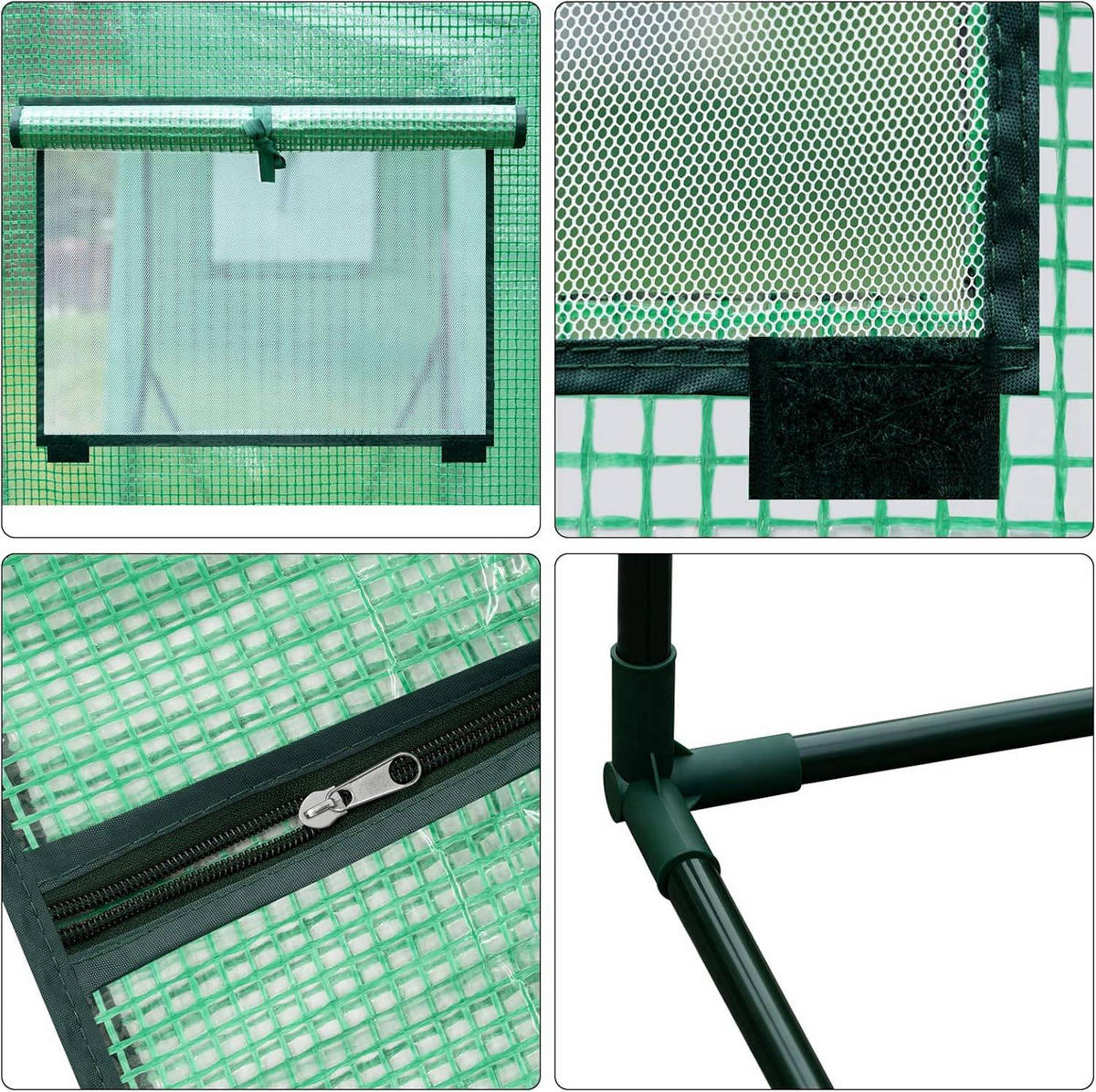 FOLIENGEWÄCHSHAUS 130 g/m², PE halbtransparente Tomatengewächshaus - Grün, Textil/Metall (200/146/77cm) - Woltu