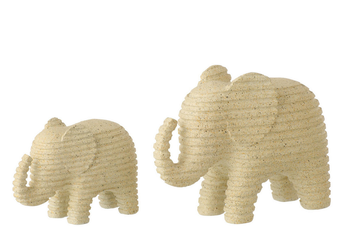 DEKOOBJEKT ELEFANT GESTREIFT Beige - Beige, Glas/Naturmaterialien (9/16.7/22.2cm) - J-Line