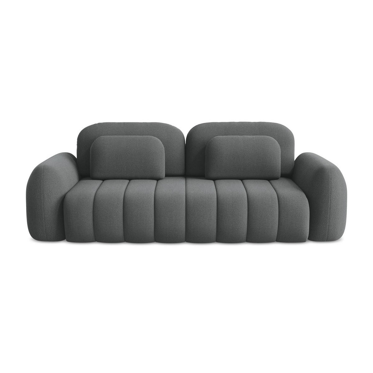 3-SITZER SOFA mit Schlaffunktion Bouclé Stoff Grau - Dunkelgrau/Schwarz, Holzwerkstoff/Kunststoff (266/95/121cm) - LaMiaSofa