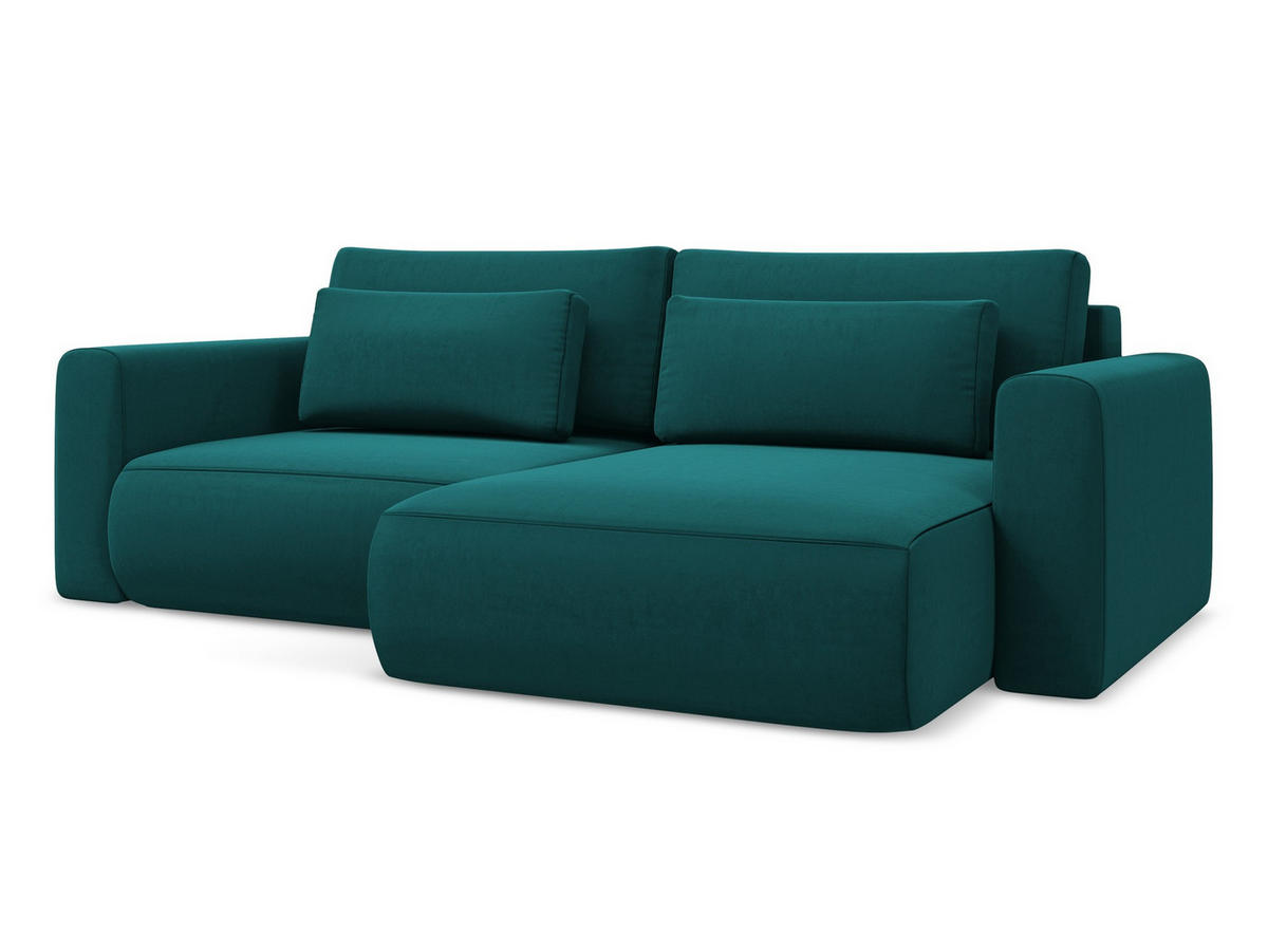 ECKSOFA mit Schlaffunktion Strukturstoff Stoff Grün - Schwarz/Olivgrün, Kunststoff/Textil (148/257cm) - Makamii