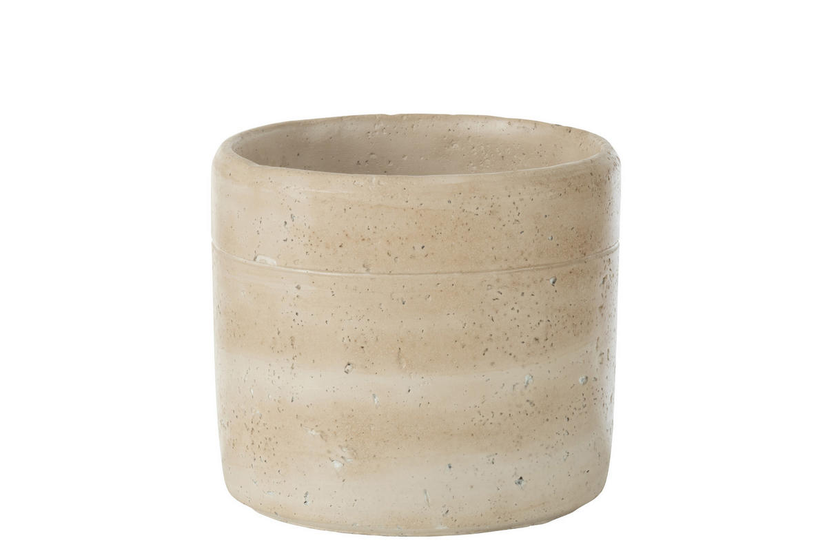 BLUMENTOPF OLINA - Zement - Beige - L - Ø 17,5 cm - Beige, Stein (17.5/16cm) - J-Line