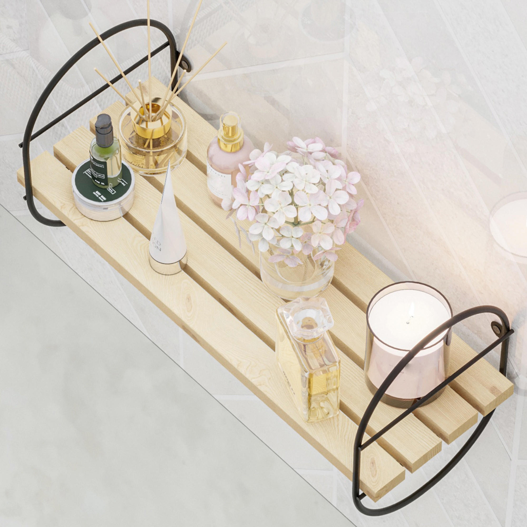 WANDREGAL Oulu - Naturfarben, Holz/Metall (16/20/40cm) - [en.casa]