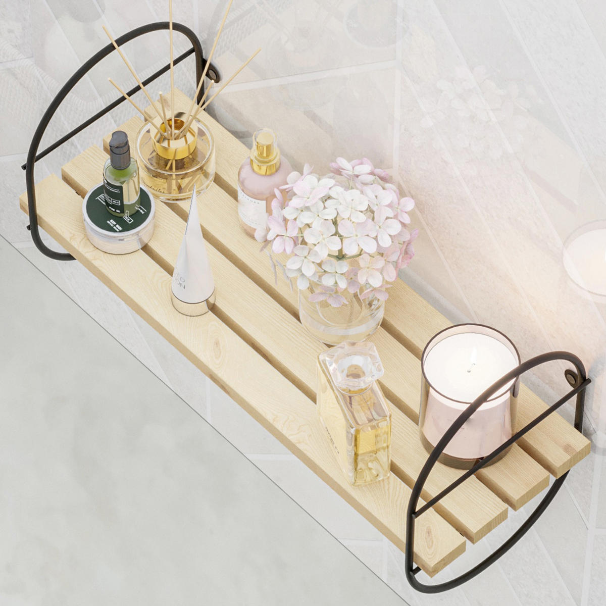 WANDREGAL Oulu - Naturfarben, Holz/Metall (16/20/40cm) - [en.casa]