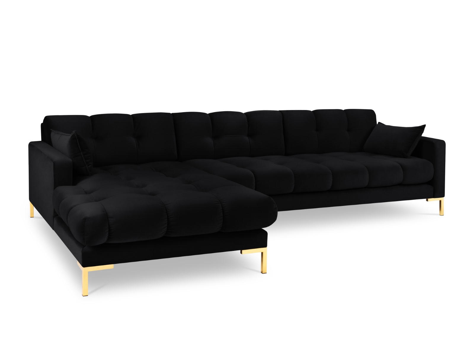 ECKSOFA links Mamaia aus Samt schwarz 5 Sitzplätze - Schwarz, Textil (185/293cm) - Micadoni
