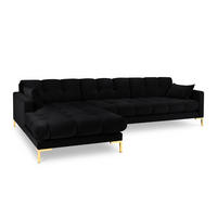 ECKSOFA links Mamaia aus Samt schwarz 5 Sitzplätze - Schwarz, Textil (185/293cm) - Micadoni