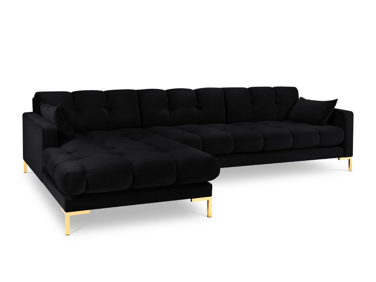 ECKSOFA links Mamaia aus Samt schwarz 5 Sitzplätze - Schwarz, Textil (185/293cm) - Micadoni
