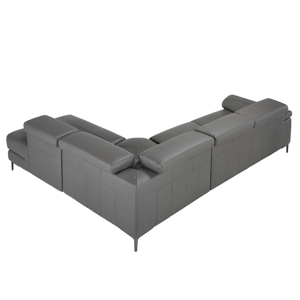 ECKSOFA Relaxsofa mit Chaiselongue rechts in dunkelgrauem Leder 295/232/97 cm - Dunkelgrau/Schwarz, Leder (295/232cm) - ANGEL CERDA