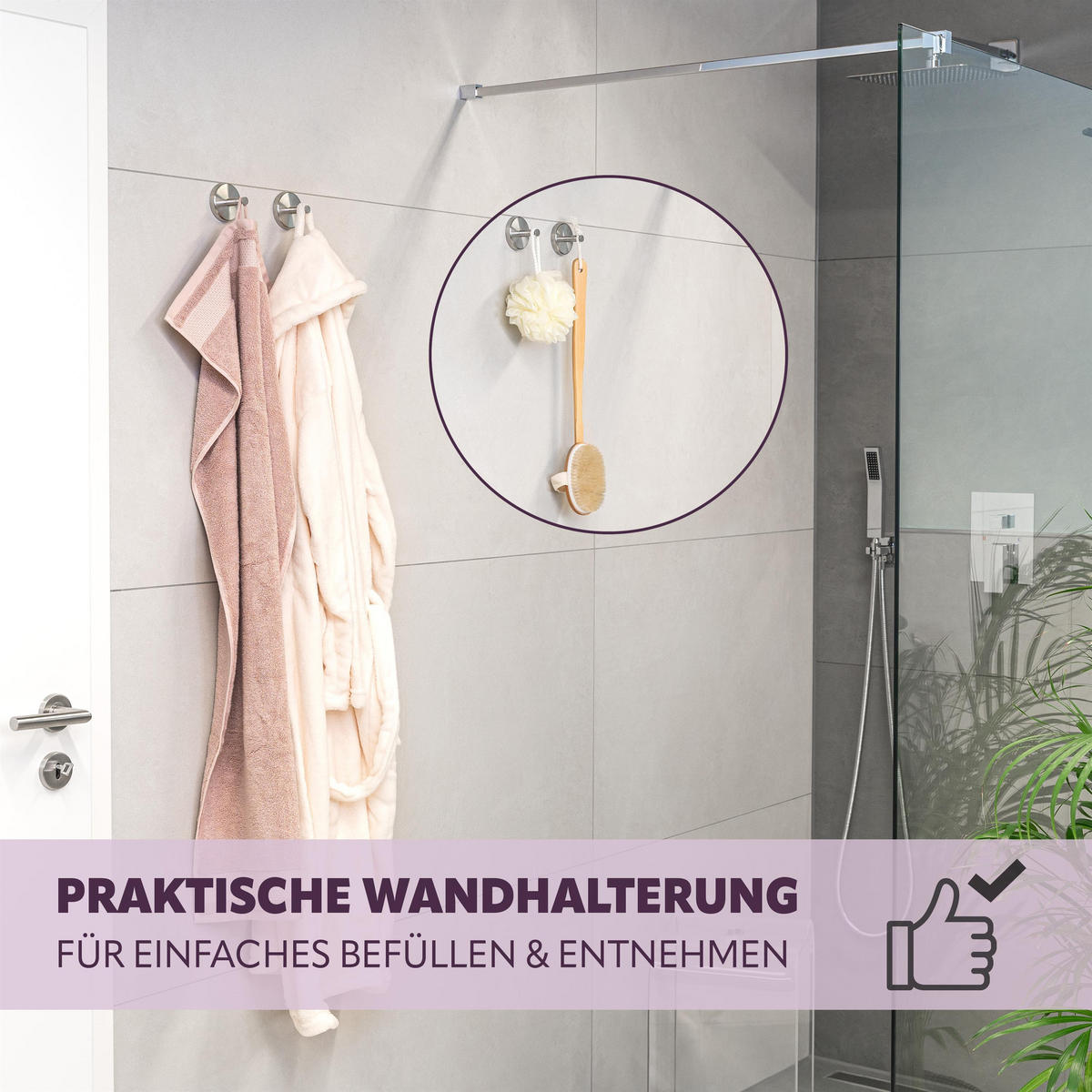 HANDTUCHHAKEN PIAZZA 2er-Set, Edelstahl, matt, inkl. Klebeset - Edelstahlfarben, Metall (6/4.5/6cm) - bremermann