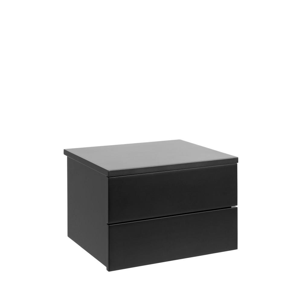 WAND-NACHTISCH mit 2 Schubladen - PUERTO - Schwarz - Schwarz, Holz (37/24/32cm) - Drawer