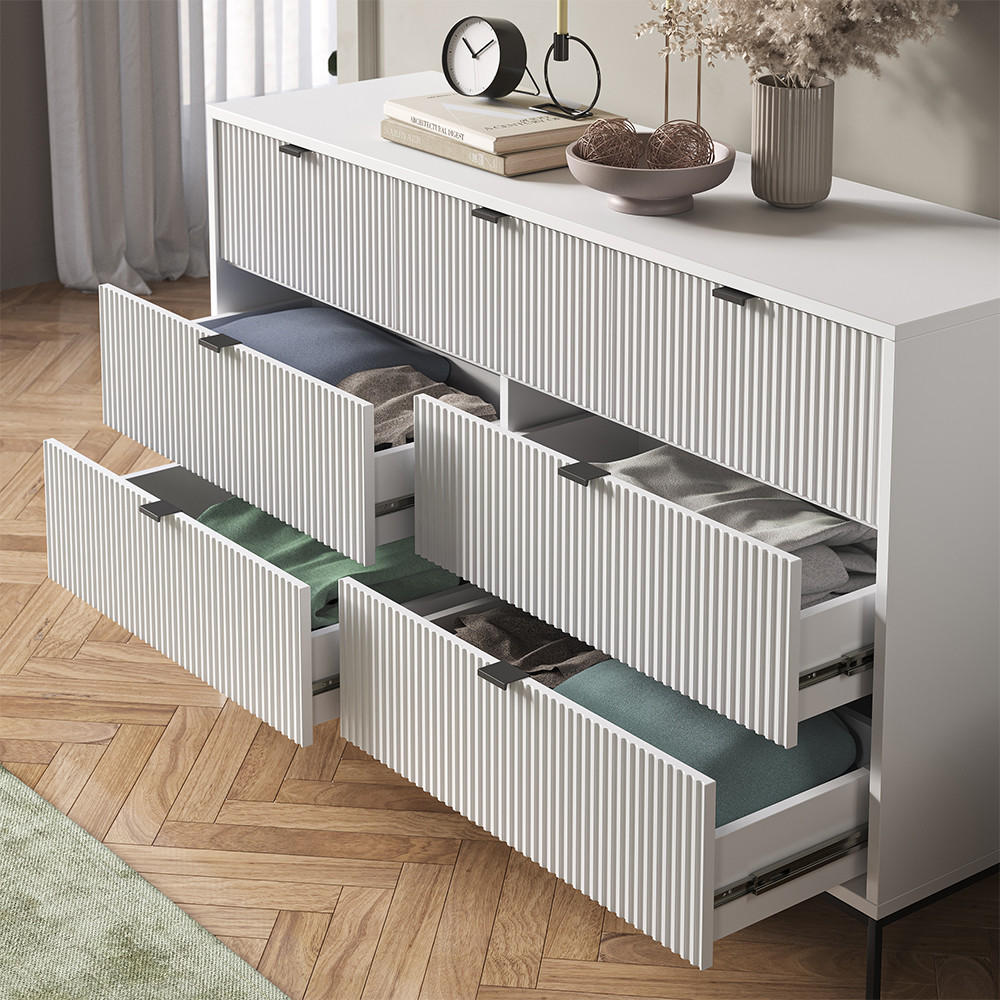 SIDEBOARD Eliza Weiß 140 x 81 cm mit 7 Schubladen - Weiß, Holzwerkstoff (140/81/42cm) - Vicco