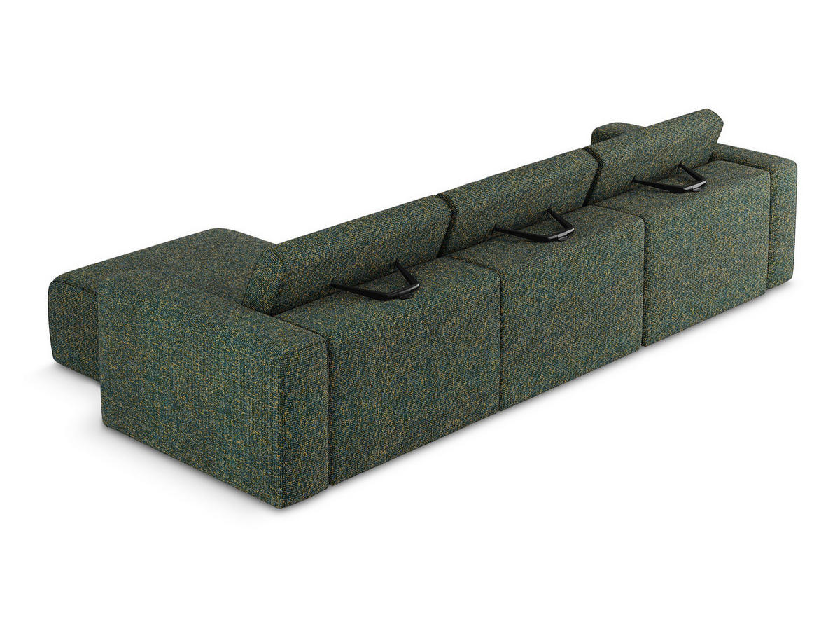 ECKSOFA rechts Strukturstoff Stoff Grün - Blau/Schwarz, Kunststoff/Textil (314/167cm) - Makamii