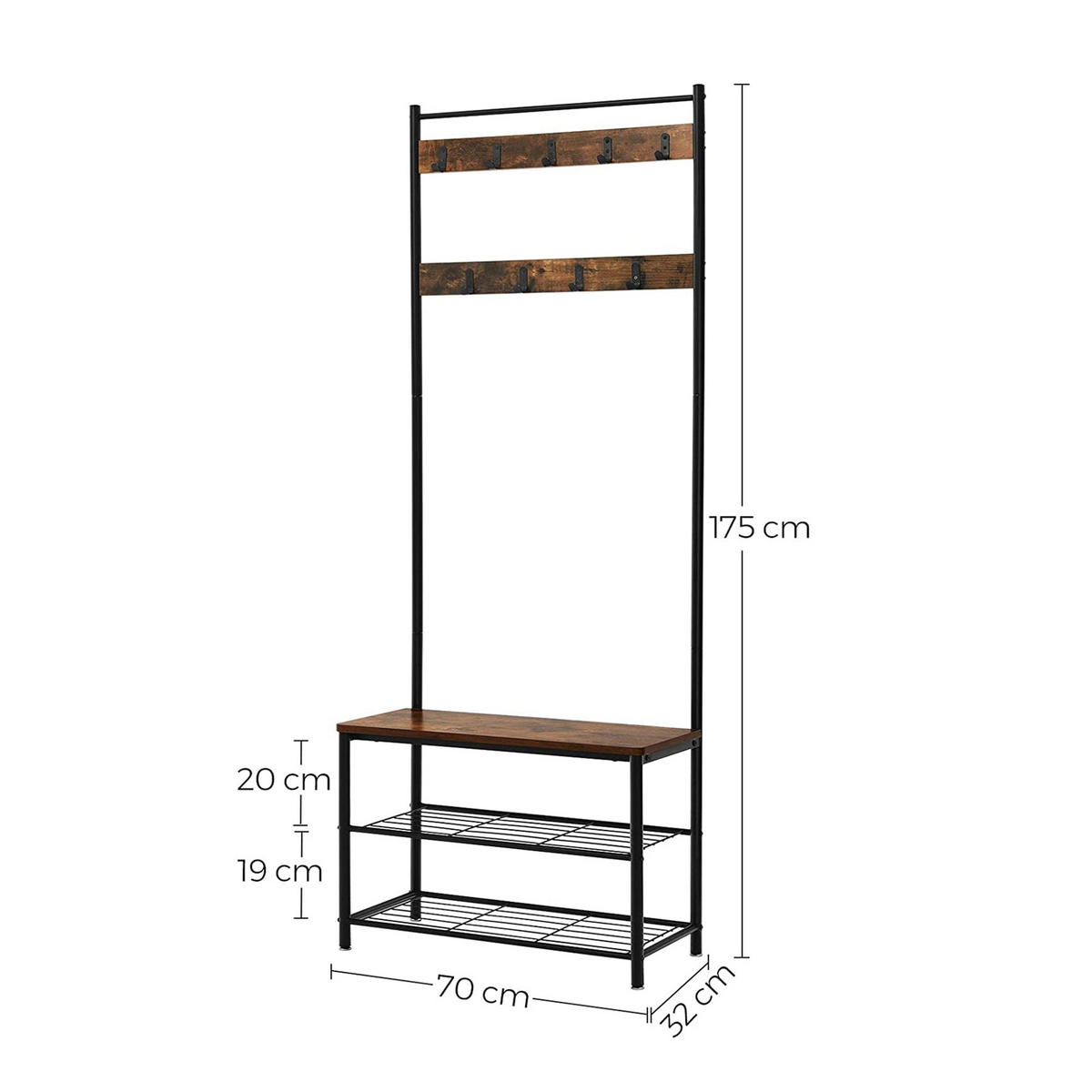 GARDEROBENSTÄNDER - Braun, Holzwerkstoff (32/32/70cm) - Hansiro