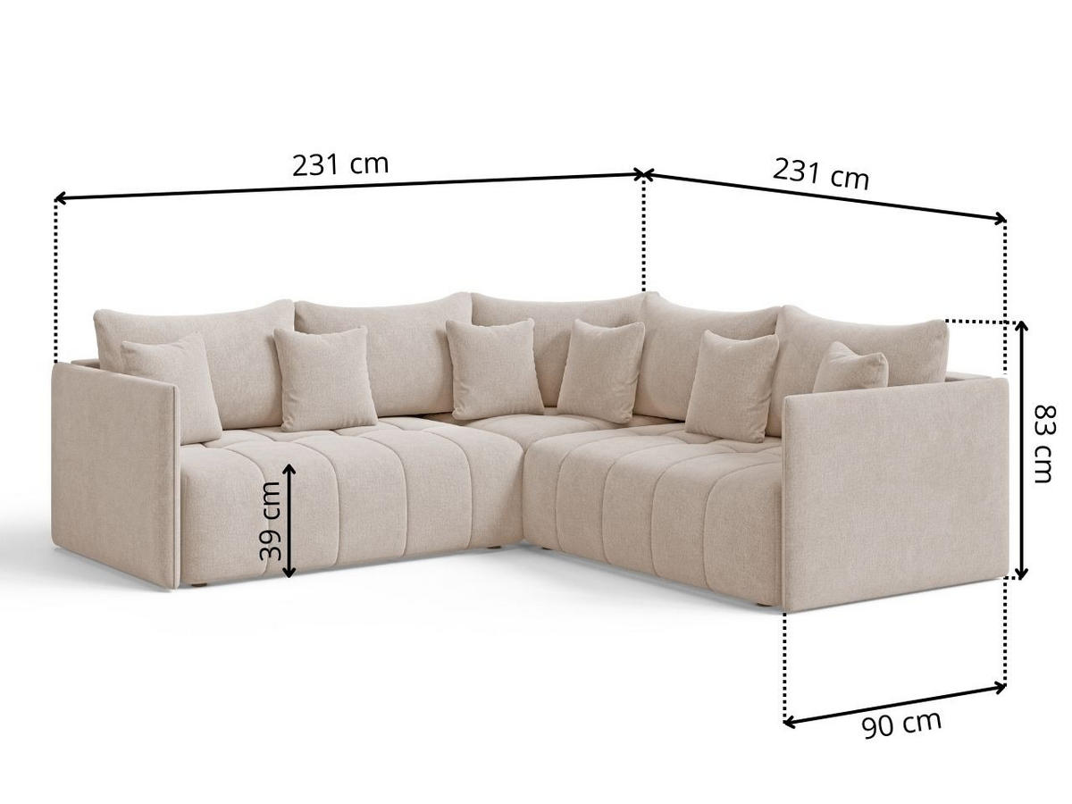 ECKSOFA Ardi Grau - Schwarz/Grau, Holz/Kunststoff (231/231cm) - Graingold