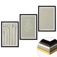 WANDBILDER 3er-Set - 40x60 cm Schwarzer Rahmen - Geometrische Pflanzenmuster - Schwarz, Kunststoff (40/60cm) - ArtPrintCave