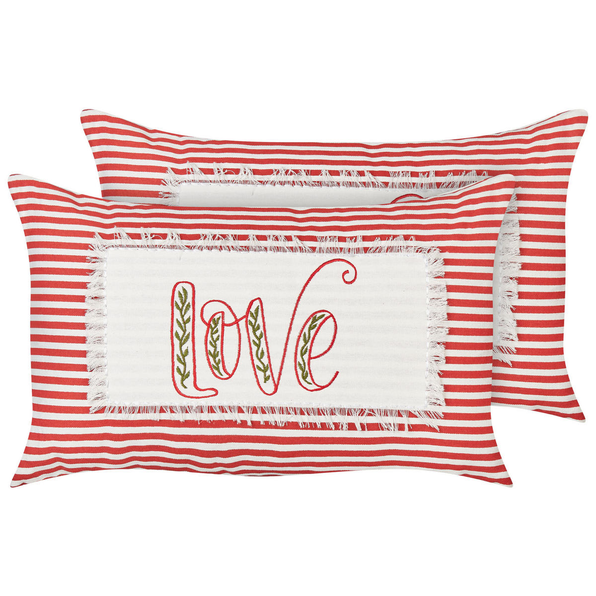 DEKOKISSEN 2er-Set Rot 30/50 cm Alsine - Rot/Weiß, Textil (30/50cm) - Beliani