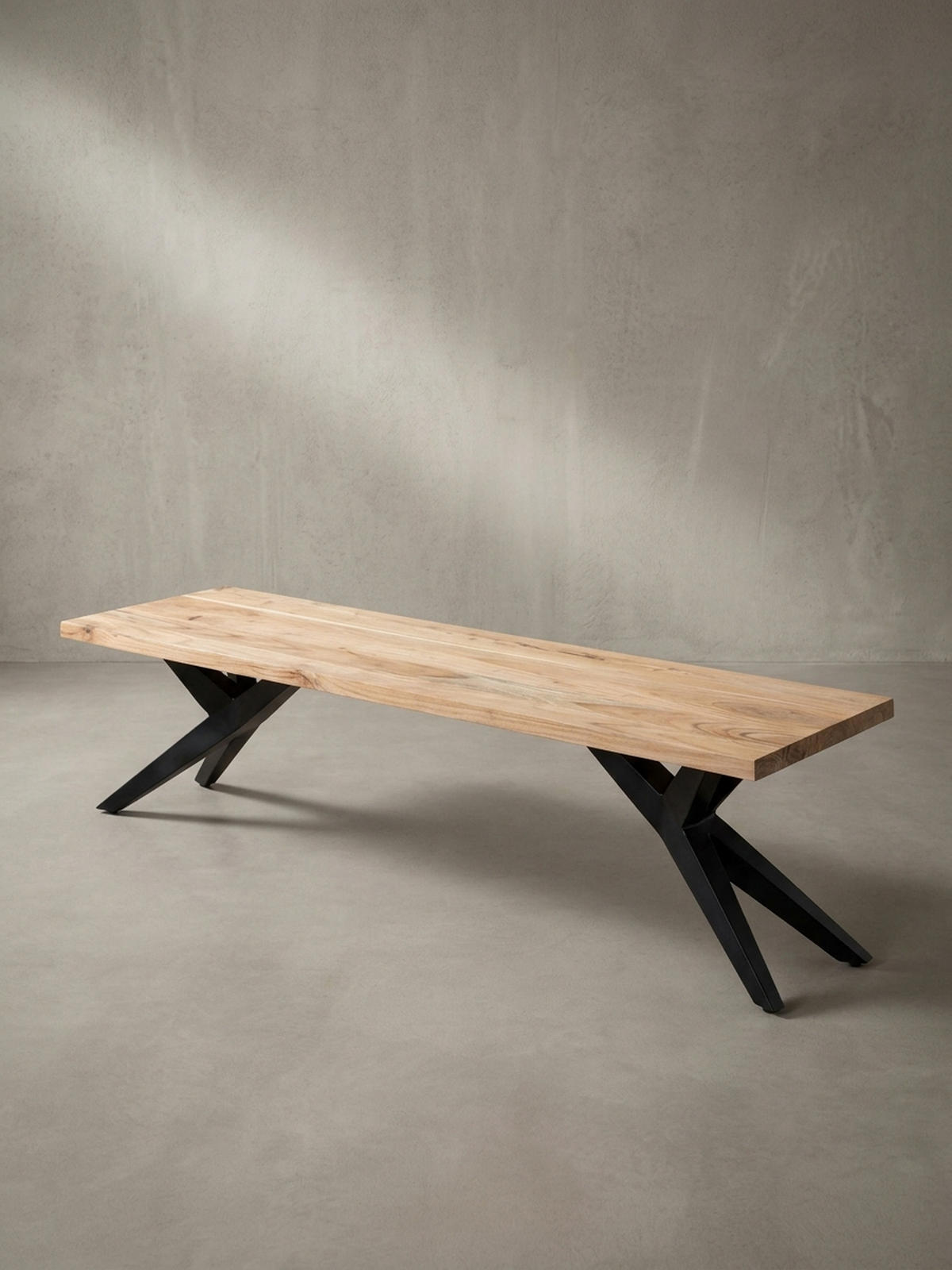 ESSZIMMERBANK Massivholz Metall Loft-Stil, Akazie 120x45x45 cm - Schwarz/Braun, Holz/Metall (120/45/45cm) - KADIMA DESIGN