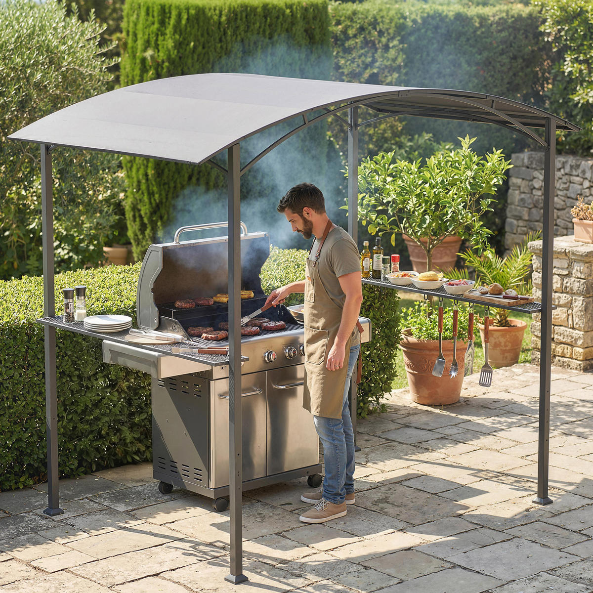 PAVILLON Grau 1 Stück - Grau, Metall (152/218/245cm) - GiPP