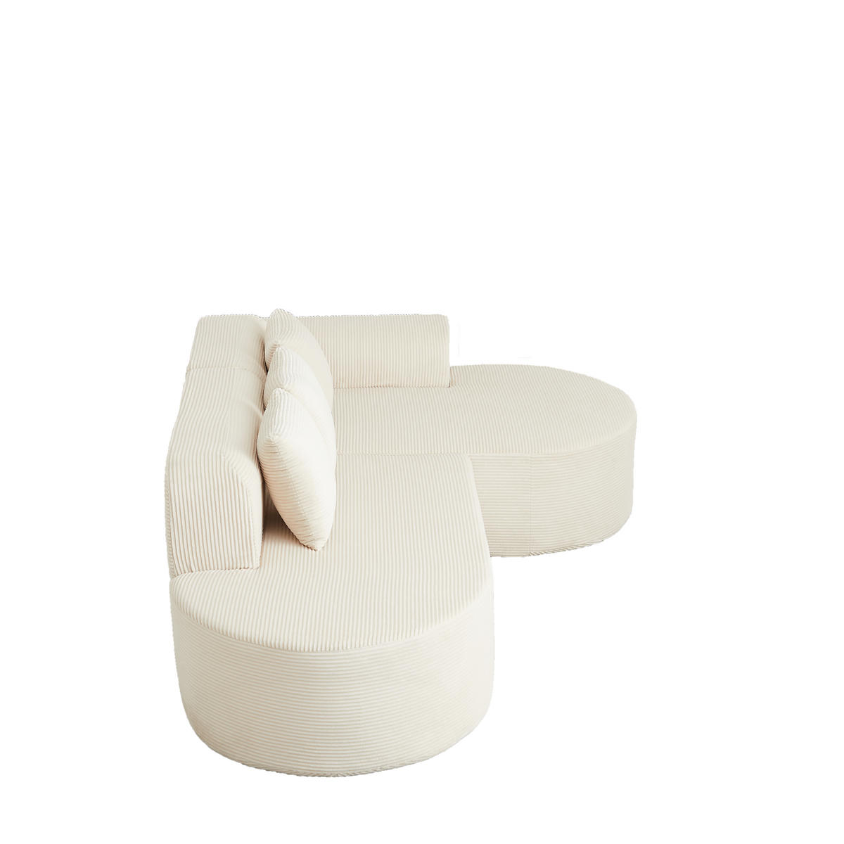 ECKSOFA 220/155/70 cm Beige Cord mit 3 Kissen, Rechte Seite - Beige, Textil (220/155cm) - Oxeza