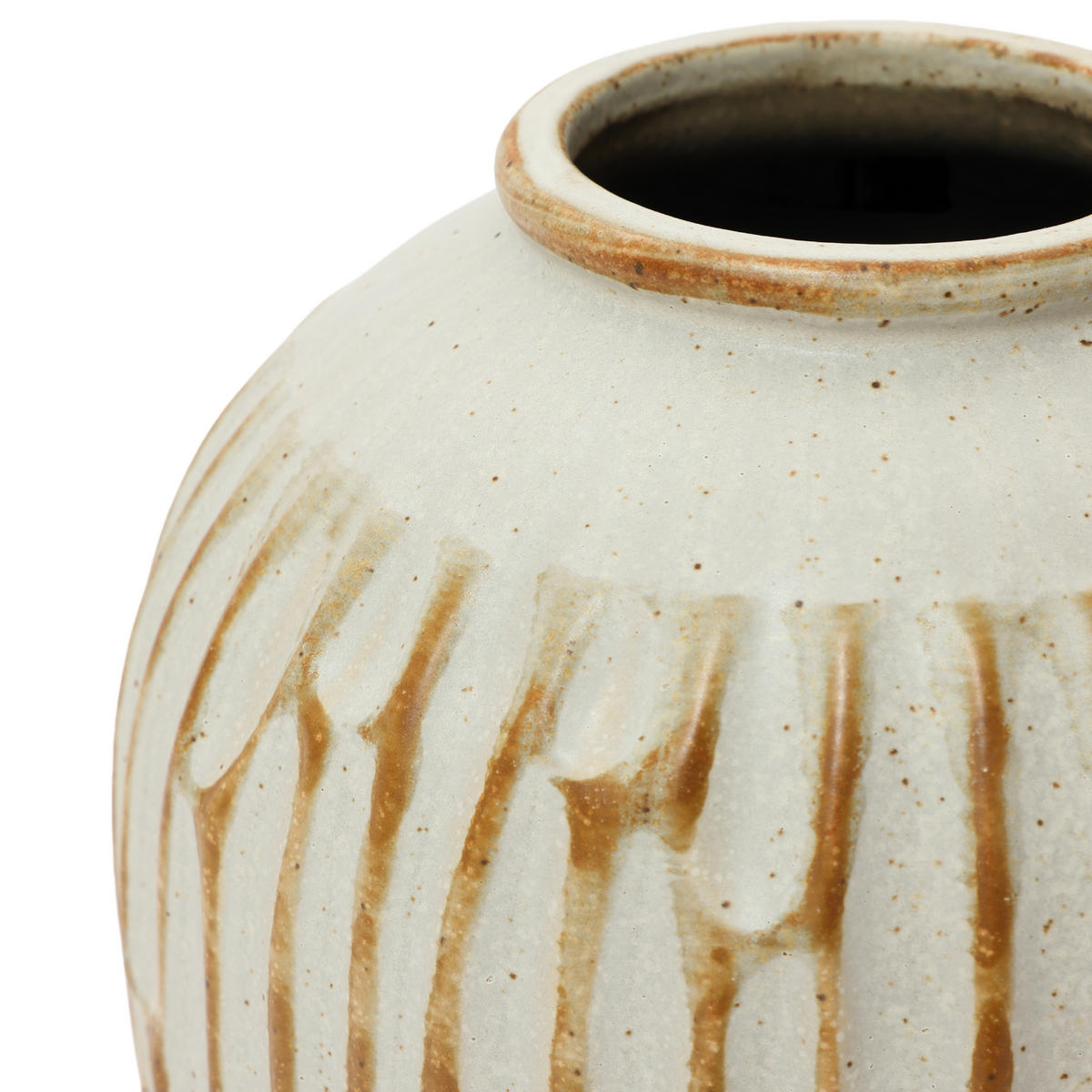 KERAMIKVASE Beige-Braun 30 cm, Vintage Blumenvase mit Streifen - Beige/Braun, Keramik (30cm) - Hometopia