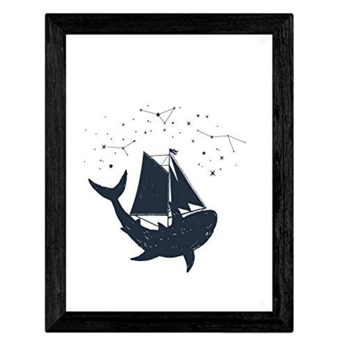 POSTER Set mit 4 Natur im nordischen Stil Elemente in blauweiß A4 Rahmenlos - Klar, Papier (29.7/3cm) - Nacnic