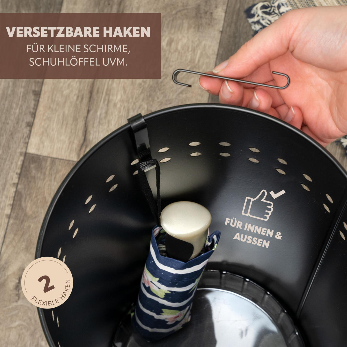 SCHIRMSTÄNDER, mit Abtropfschale, Metall, schwarz - Schwarz, Metall (22/51.5/22cm) - bremermann