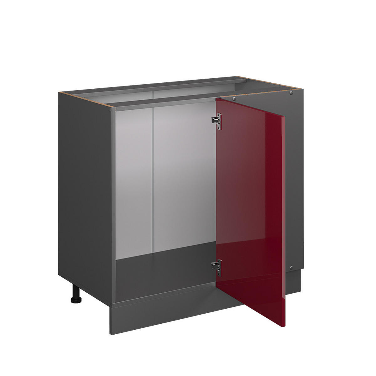 ECKUNTERSCHRANK R-Line Bordeaux Hochglanz 86 cm, AP Anthrazit - Bordeaux/Anthrazit, Holzwerkstoff (86/81.6/60cm) - Vicco