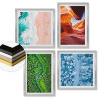 WANDBILDER 4er Set - 50x50 cm & 40x60 cm Silberner Rahmen - Grün der Wasserschlucht im Winter - Silberfarben, Kunststoff (50/50cm) - ArtPrintCave