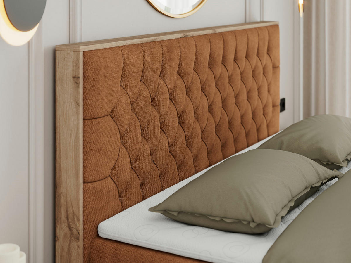BOXBETT AMORE 140/200 Orange Struktur - H3 - Orange, Holz/Textil (140/200cm) - MKS