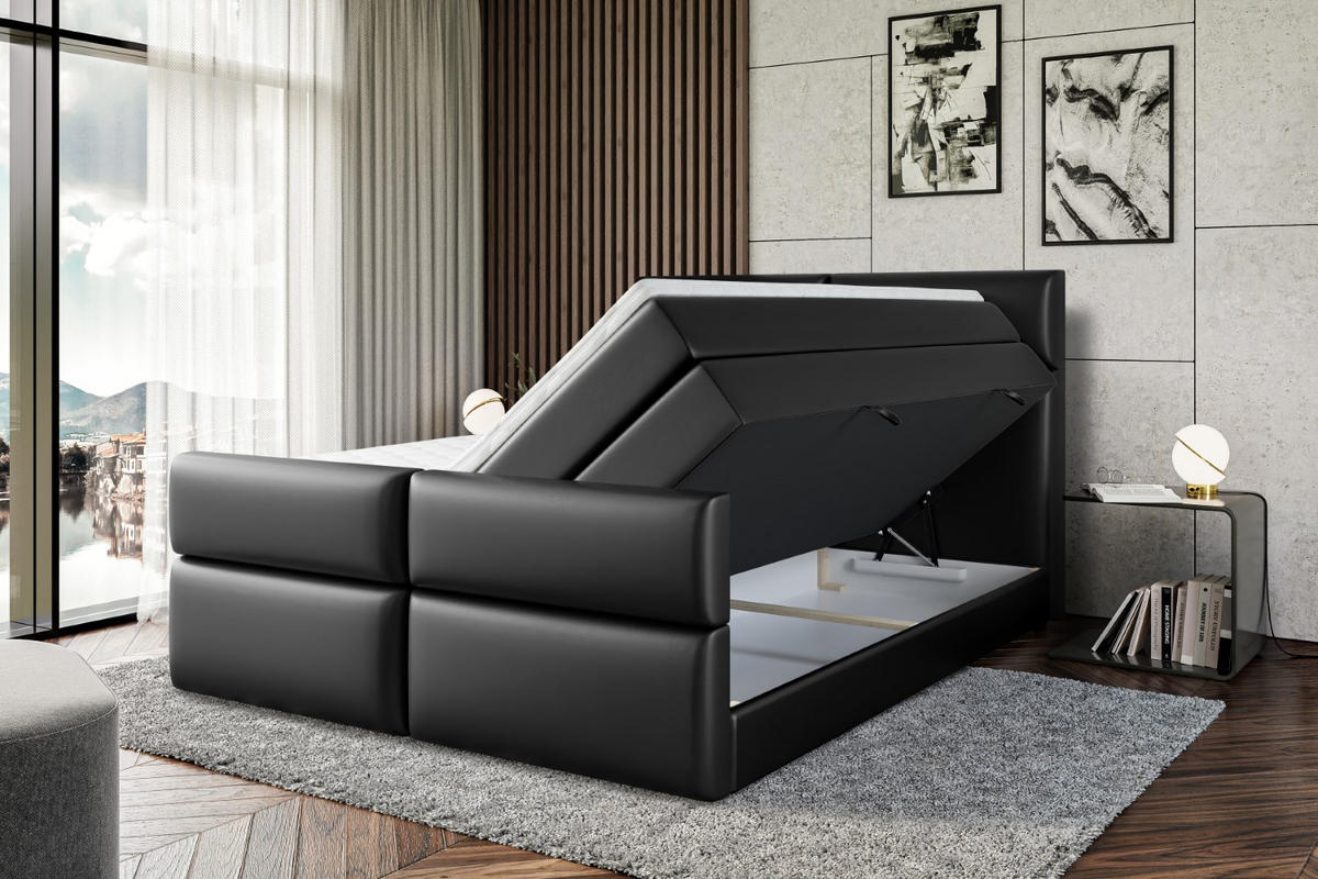 BOXSPRINGBETT BOXI3-Z KING - 120x200 - H3/H4 - Schwarz Hochglanz - Schwarz Hochglanz, Holzwerkstoff (120/200cm) - ALTDECOR