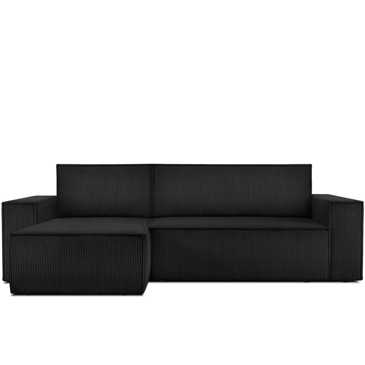 ECKSOFA-LINKS/RECHTS NAPI Schlaffunktion mit Cordbezug, Schwarz - Schwarz, Textil (262/148cm) - KONSIMO®