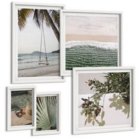 BILDER SET 5er Set - 50x50 cm & 20x30 cm & 40x60 cm Weißer Rahmen - Strandschaukel-Blätterurlaub - Weiß, Kunststoff (40/60cm) - TULUP