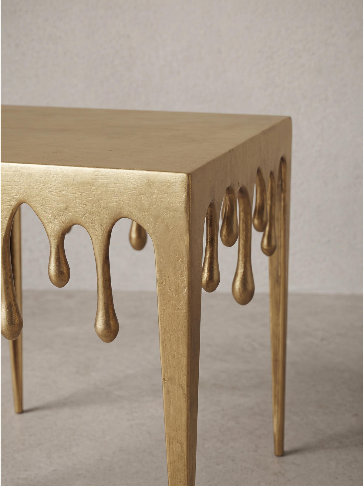 BEISTELLTISCH GARD, Aluminium, handgefertigt, Gold, 45,5 x 45,5 x 51 cm - Goldfarben, Metall (45.5/45.5/51cm) - KADIMA DESIGN