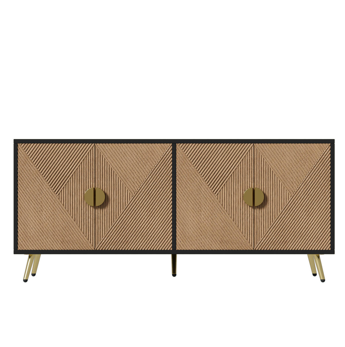 SIDEBOARD 4-türig 160 x 40 x 75 cm Schwarz Holzoptik - Schwarz, Holzwerkstoff (160/75/40cm) - Meubliv