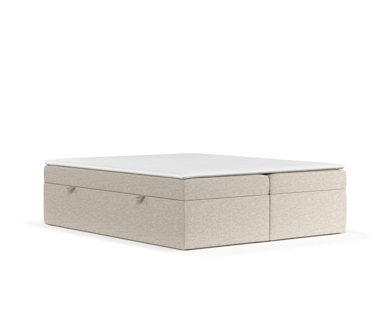 BOXBETT Lennon Beige 140/200 cm im Webstoff - Beige/Schwarz, Holz/Holzwerkstoff (140/200cm) - Maison de Reve