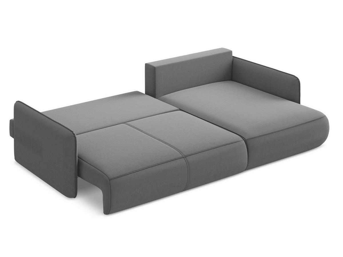 ECKSOFA mit Schlaffunktion Samt Stoff Grau - Schwarz/Grau, Kunststoff/Textil (240/148cm) - Makamii