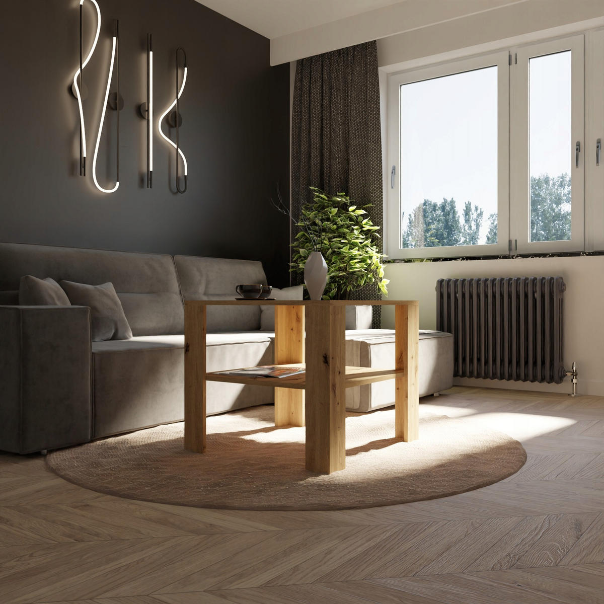COUCHTISCH HOCH EX3 Artisan Eiche 68/68/60 cm - Eiche Artisan, Holzwerkstoff (68/68/60cm) - Matkam Möbel