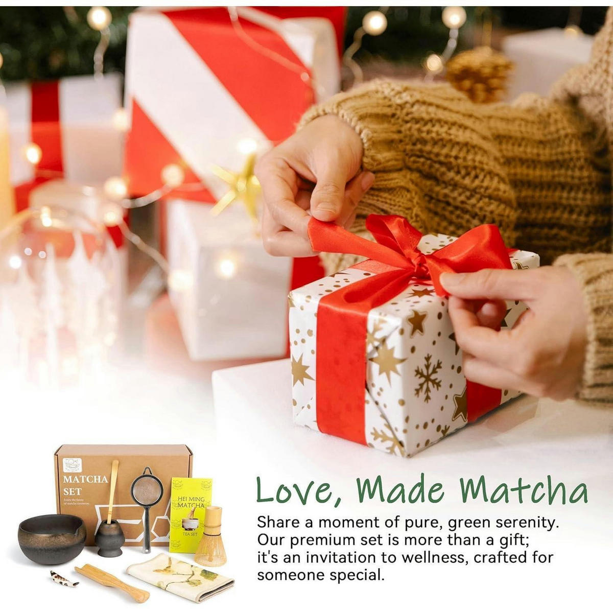 MATCHA Set 8-teilig Keramik und Bambus - Braun, Keramik (13.8/7/18cm)
