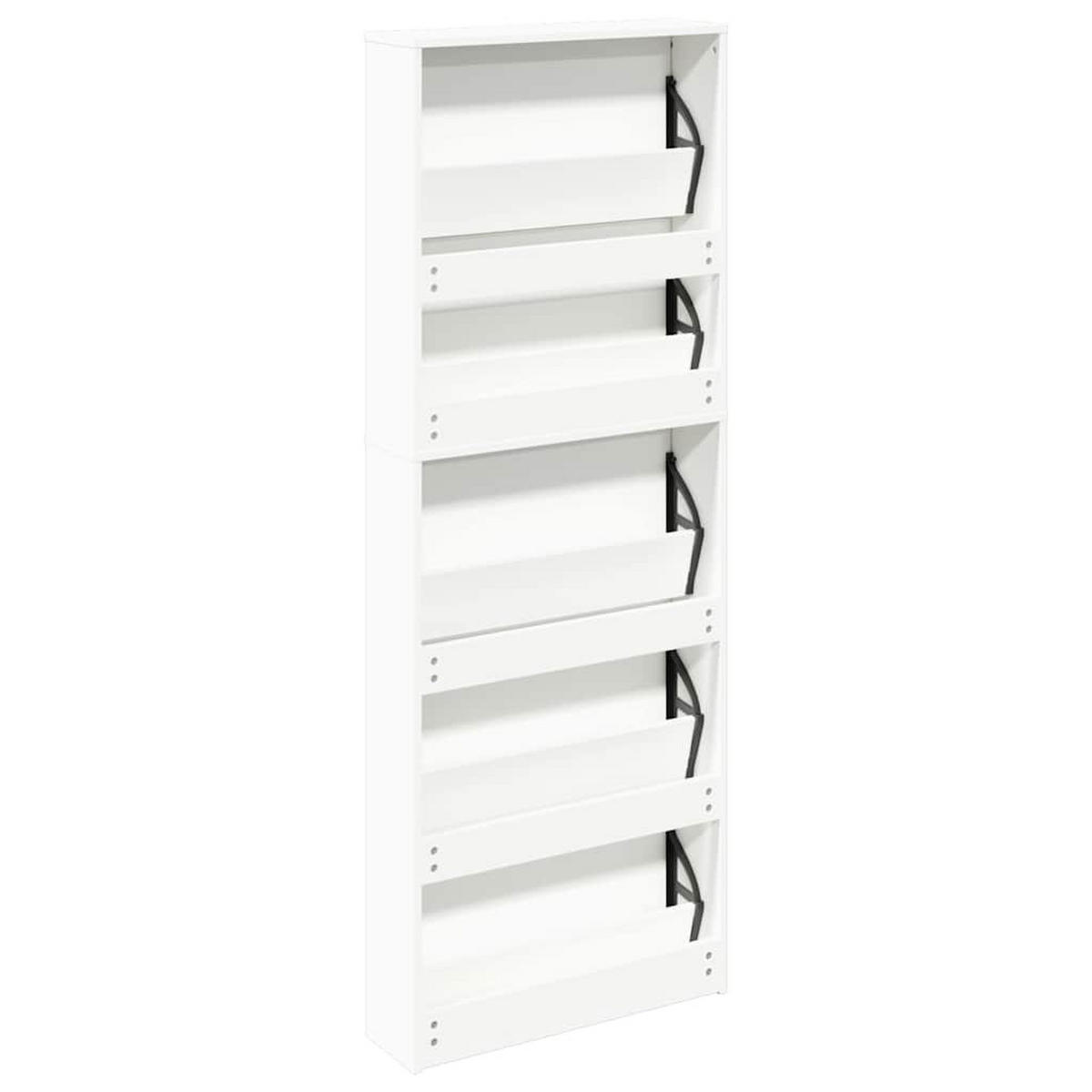 SCHUHSCHRANK Mit 5 Fächern Spiegel Weiss 63/17/169,5 Cm - Weiß, Holzwerkstoff (17/169.5/63cm) - vidaXL