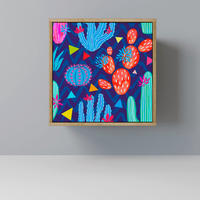 SIDEBOARD CACTUS VIBES, Eichefarben, 57,5x42x57,5 cm, Ohne Füße - Eichefarben/Multicolor, Holzwerkstoff (57.5/57.5/42cm) - SpaceRebels