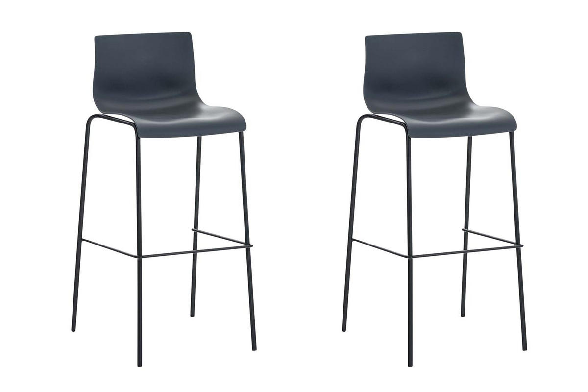BARHOCKER 2er Set Kunststoff grau - Schwarz/Grau, Kunststoff/Metall (43/100/48cm) - CLP