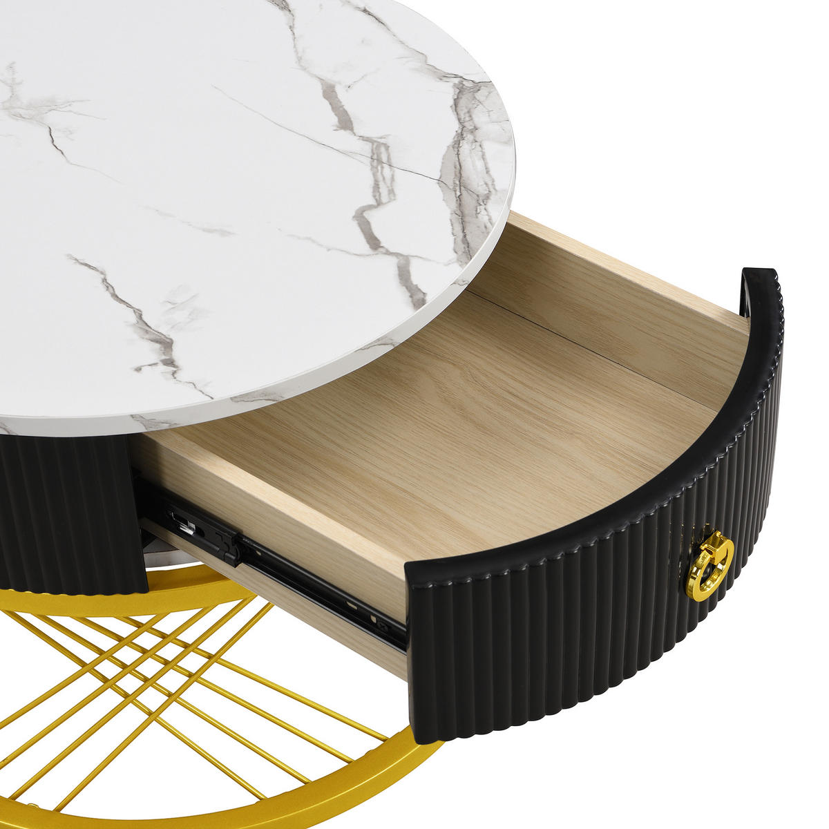 COUCHTISCH Weiß/Gold 2er-Set 70/70/45 cm und 50/50/40 cm - Weiß, Holzwerkstoff (70/70/45cm) - PANGIVO
