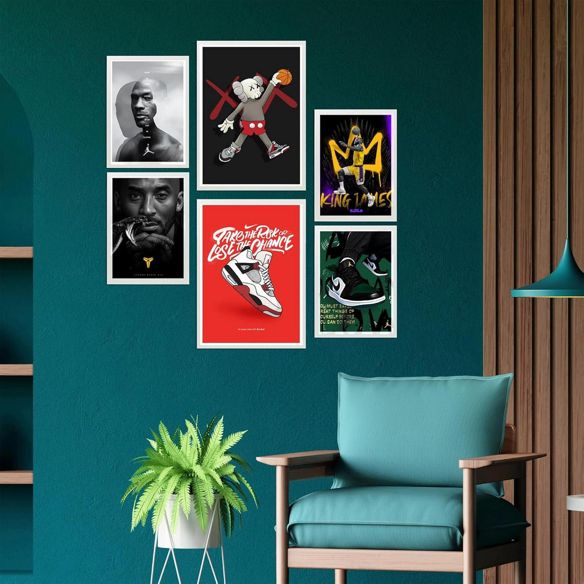 POSTER Set Mit 6 Ikonischer Basketball-König James Jordan Nike Größe A3 und A4 Rahmenlos - Klar, Papier (29.7/1/42cm) - Nacnic