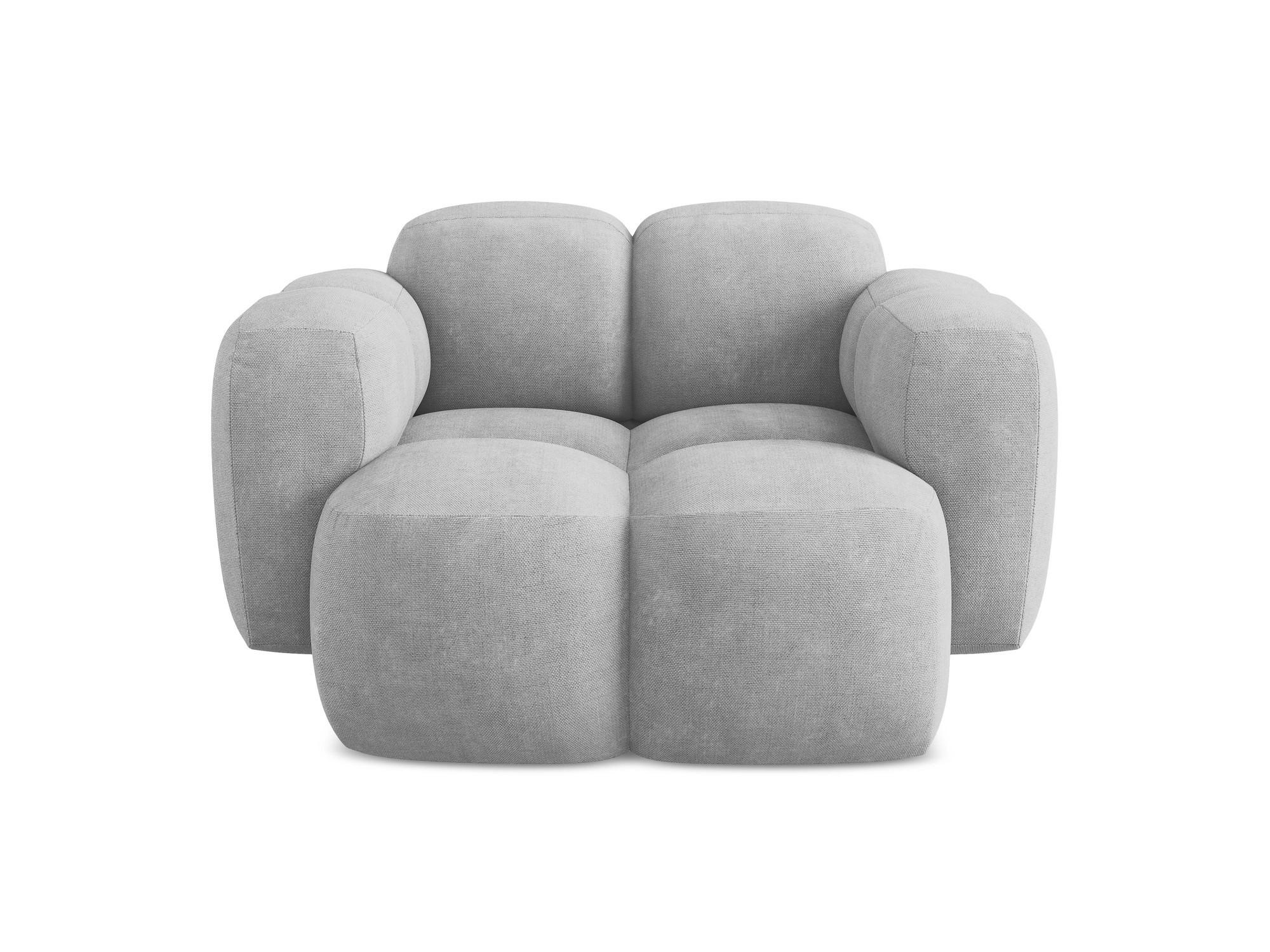 SESSEL Chenille Stoff Grau - Hellgrau/Schwarz, Holzwerkstoff/Kunststoff (120/72/115cm) - Makamii