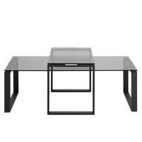 COUCHTISCH Set Rauchfarbenes Glas und Metall matt schwarz - Weiß, Holzwerkstoff (55/115/45cm) - ebuy24