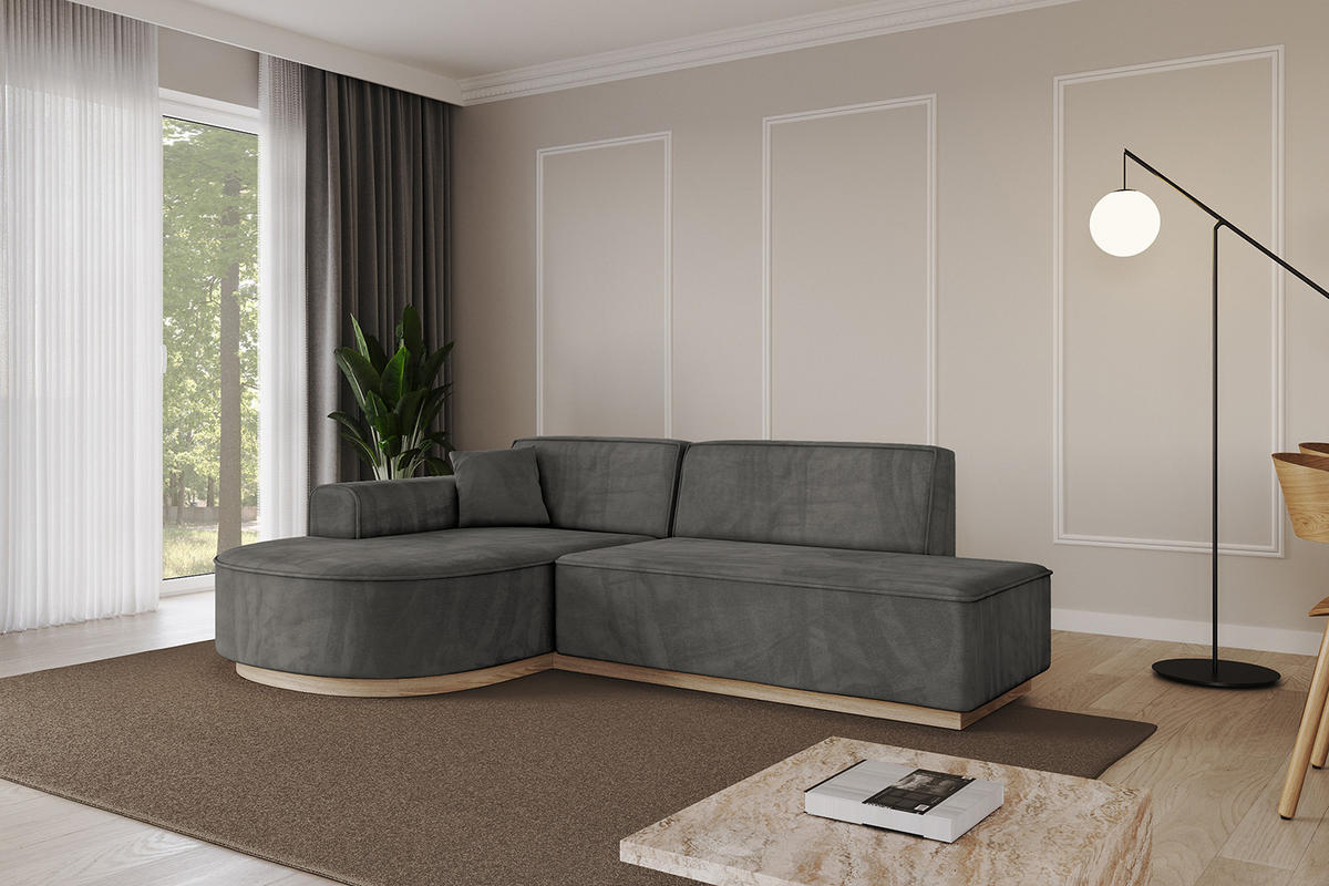 ECKSOFA Ottomane Links ARRIO-L1 - 243x171x83 cm Dunkelgrau - Dunkelgrau, Holzwerkstoff/Textil (243/171cm) - ALTDECOR