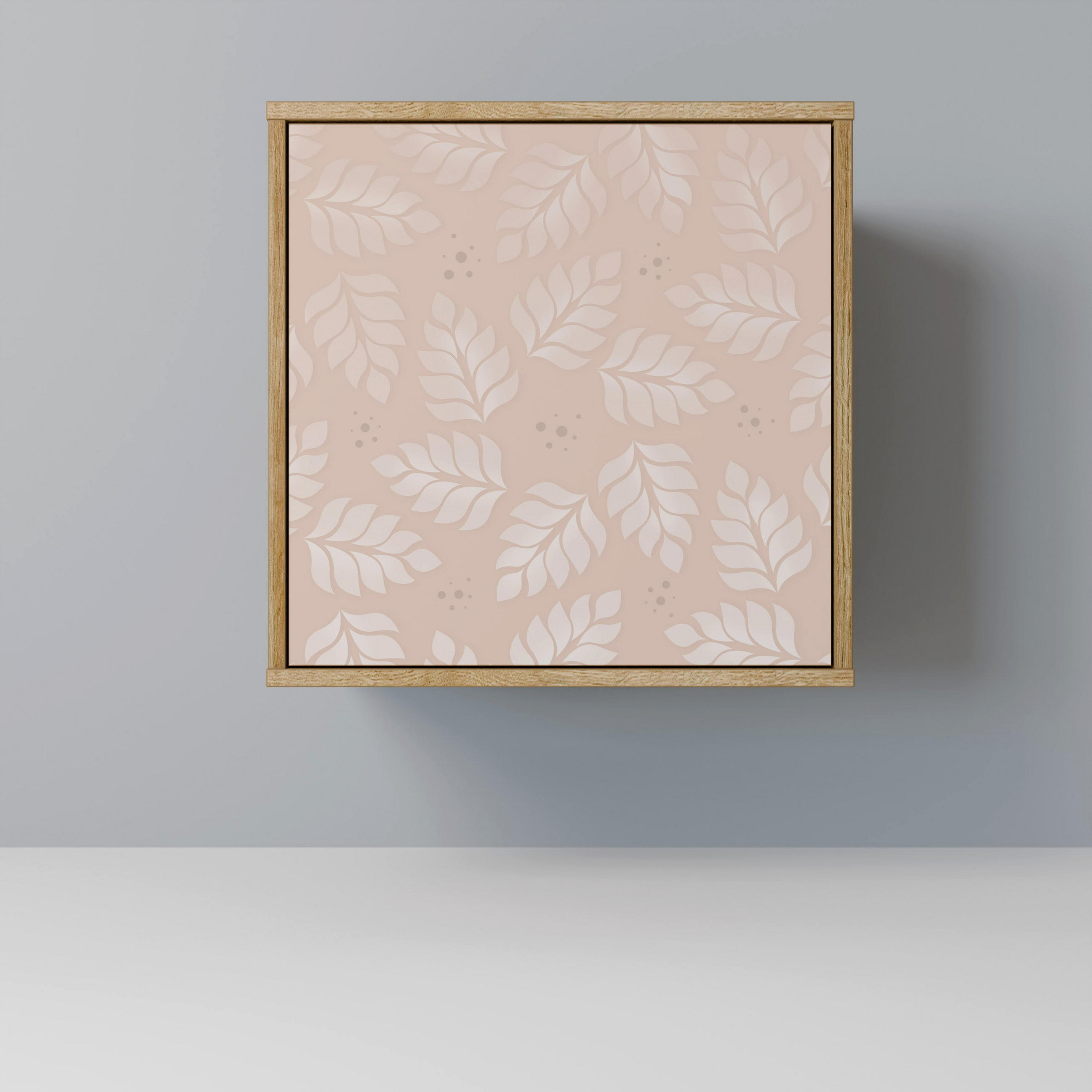 SIDEBOARD LEAVES ON BEIGE, Eichefarben, 57,5x42x57,5 cm, Ohne Füße - Eichefarben/Multicolor, Holzwerkstoff (57.5/57.5/42cm) - SpaceRebels