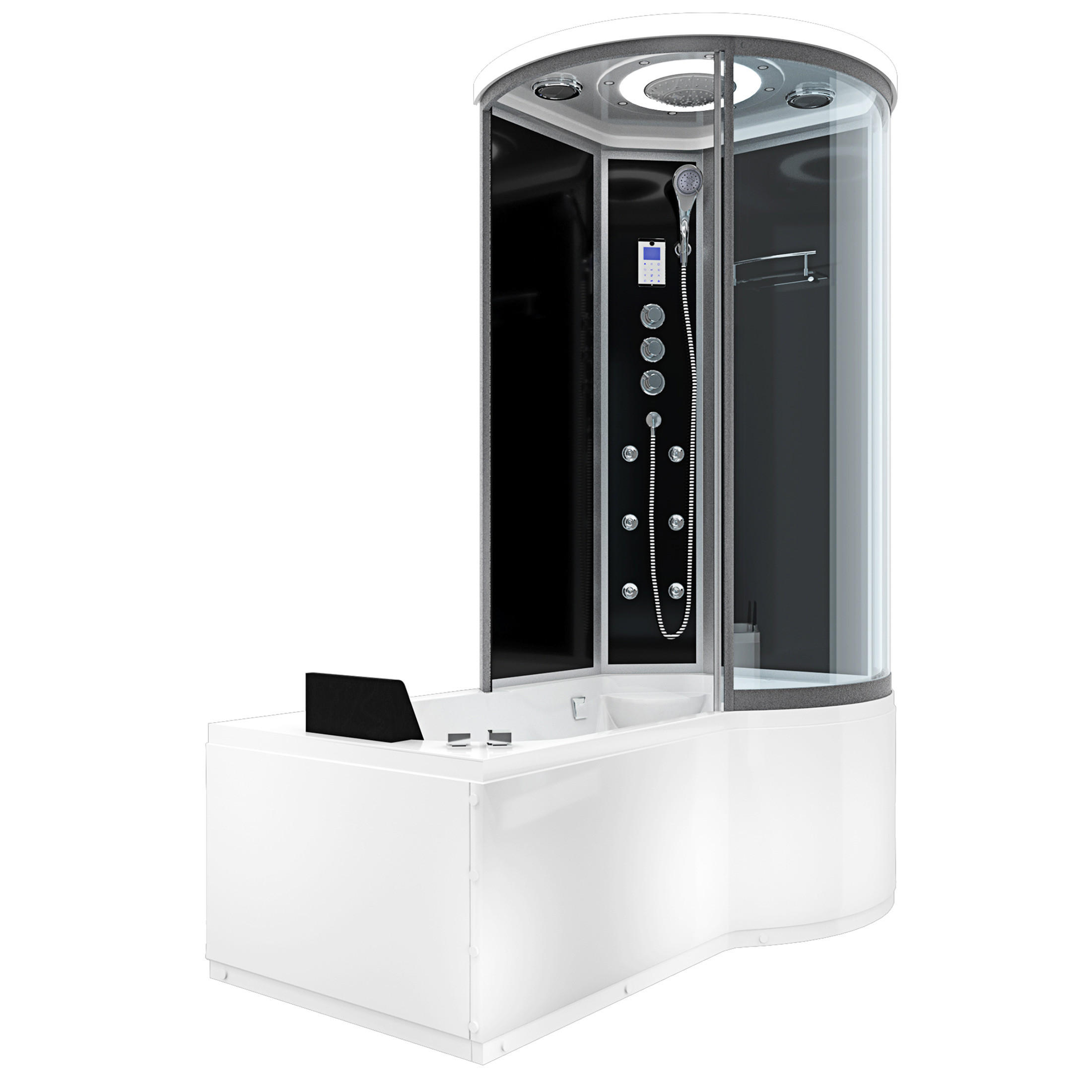 WHIRLPOOL Wanne Duschkabine sw K55-L33-WP-EC 170x1 - Schwarz, Glas/Kunststoff (98/220/170cm) - AcquaVapore by Sandra Jentho