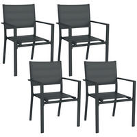 GARTENSESSEL 4er-Set DE-13214 stapelbar mit Armlehnen, Aluminium - Grau, Metall (57.5/87/56.5cm) - ComfortXL