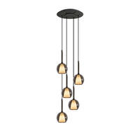 GALERIELEUCHTE Belluna 5-flammig Rauch Ø 14cm - Anthrazit, Glas (14/14/35cm) - s.luce